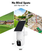 4G LTE Cellular Solar Security Cameras Wireless Outdoor, No WiFi Needed & 25W Solar Panel, 4 Cam Kit, 2K Color Night Vision, Human Tracking, 2-Way Talk, Ideal for Farm, Ranch, Jobsite, Vacation Home