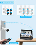 5MP Outdoor Wireless Security Camera System 10" IPS Monitor NVR, 1TB HDD