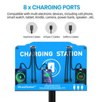 Floor Standing Cell Phone Charging Station Multi-Device Station with 8 Charger Ports Compatible with Smartphones Tablets Application for Schools, Office, Shopping Malls