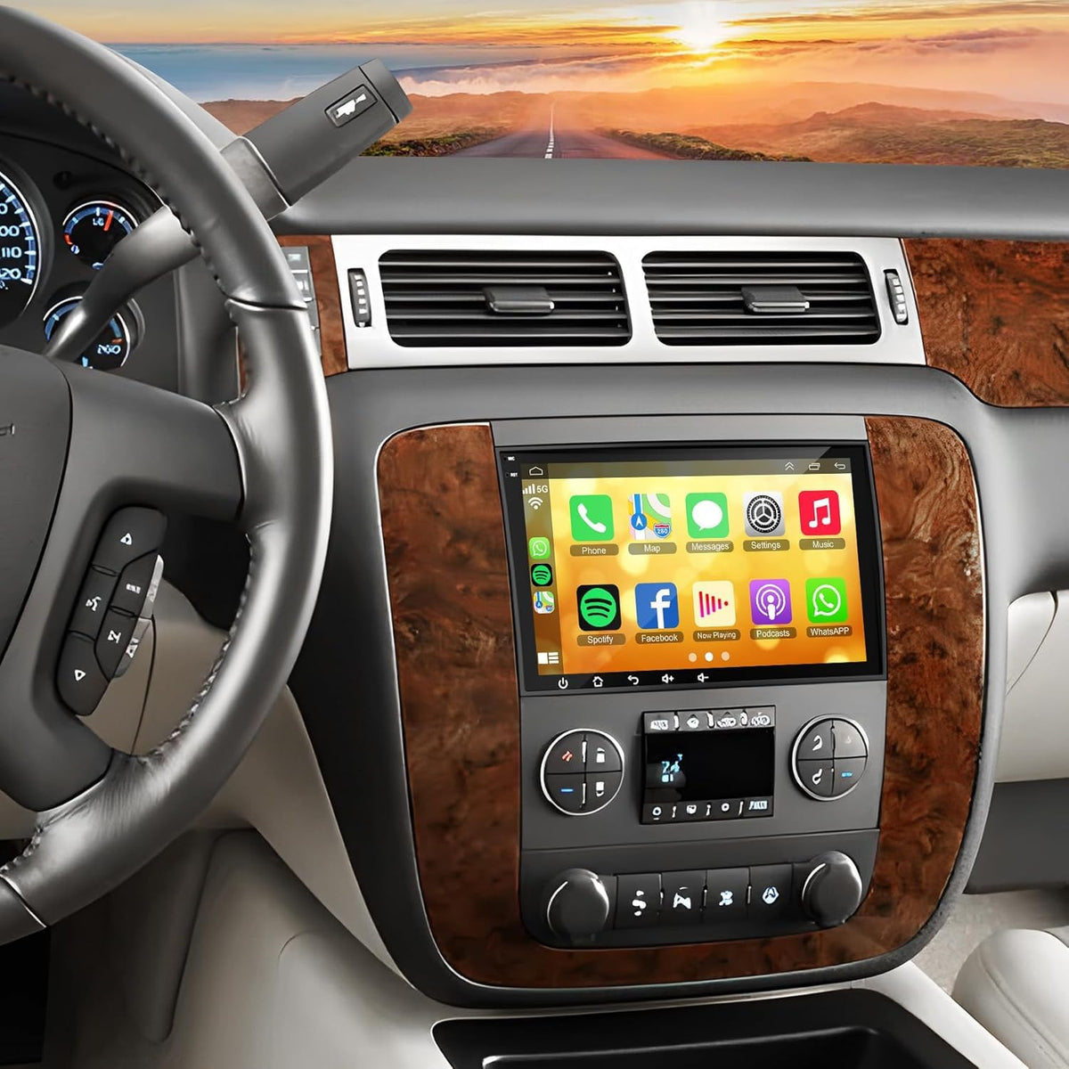 [8-core+128G] 8 Inch Car Radio for Chevy Silverado GMC Sierra Yukon 2007-2012, QLED Touch Screen GPS Navigation Stereo Upgrade with CarPlay Android Auto, Backup Camera, SWC, Bluetooth, Android 15