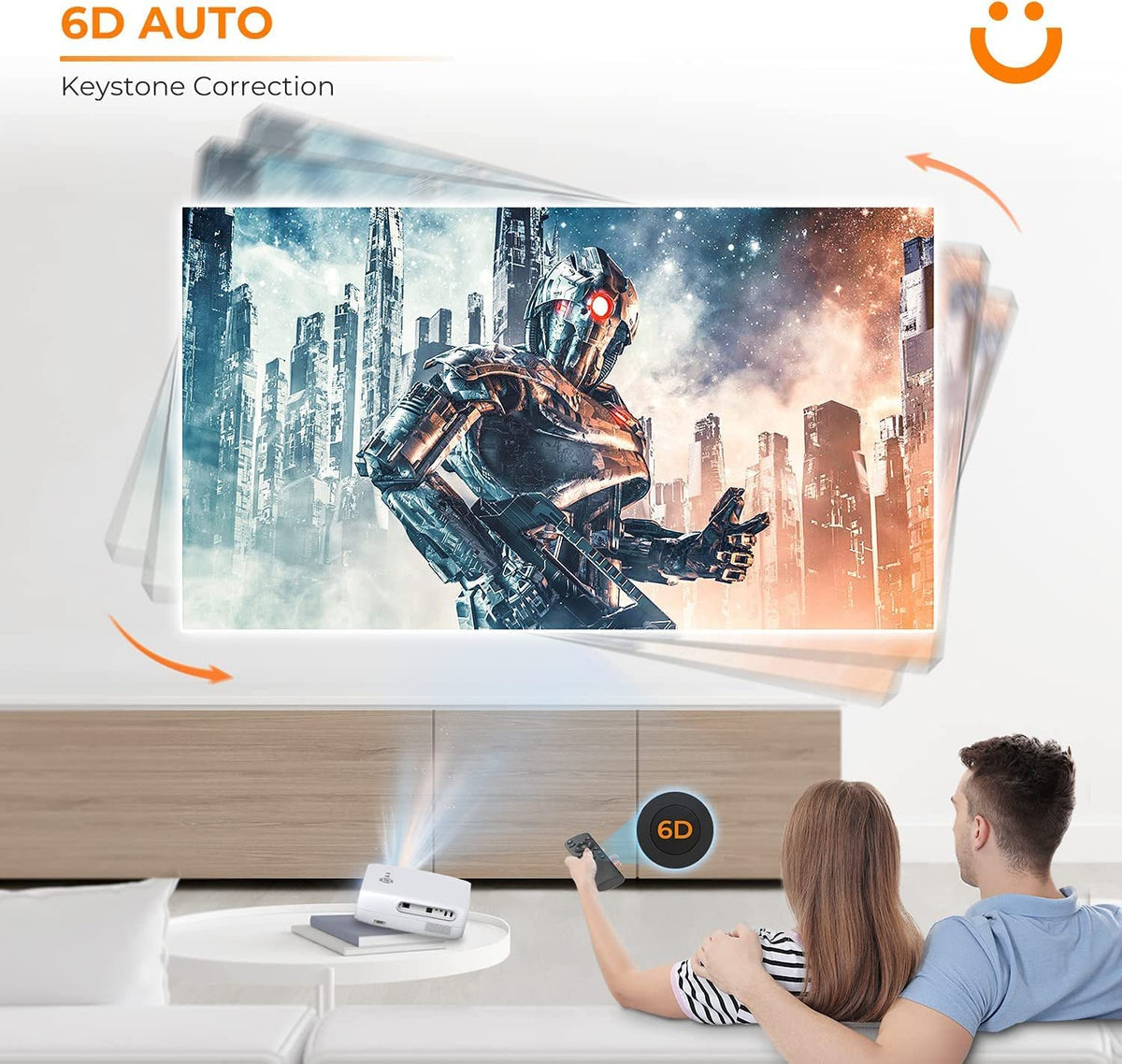 YABER Pro V7 12000L 5G WiFi Bluetooth Projector, Native 1080P Projector 4K Support, Auto 6D Keystone Correction &4P/4D, HD Movie Projectors Home&Outdoor Video 4K Projector for iOS/Android/TV Stick