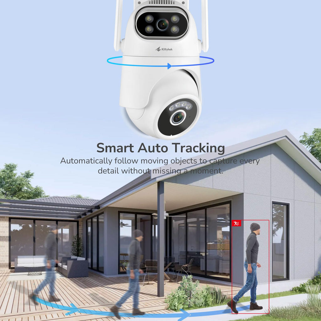 Wireless Security Camera System with 10" Touchscreen Monitor, 2K Dual Lens