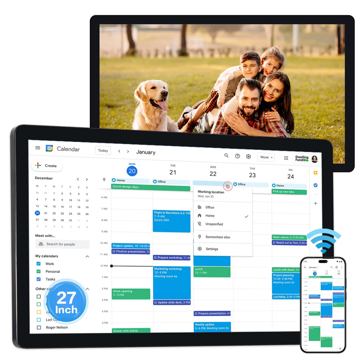 Large Touchscreen Monitor Digital Electronic Calendar, Downloadable APP,10-Point Touch,16:9 Display, Android 13 with 8GB RAM & 128GB ROM,Perfect for Office, Business, and Home (21.5 inch)