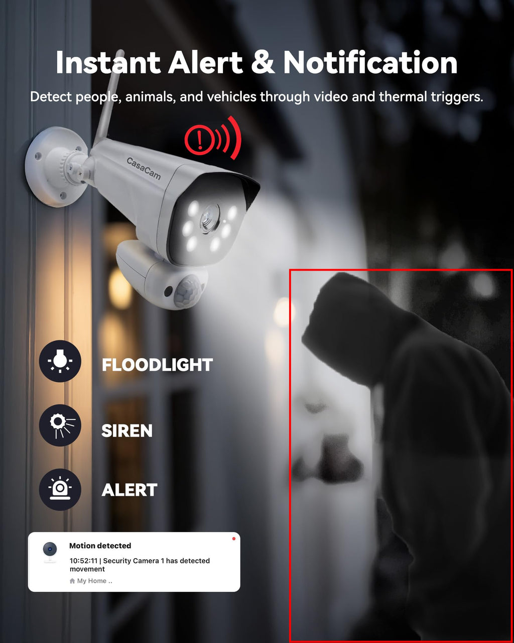 CasaCam Wireless Security Camera Pro, 10.1" Monitor, 2 2K Cams, No Fees