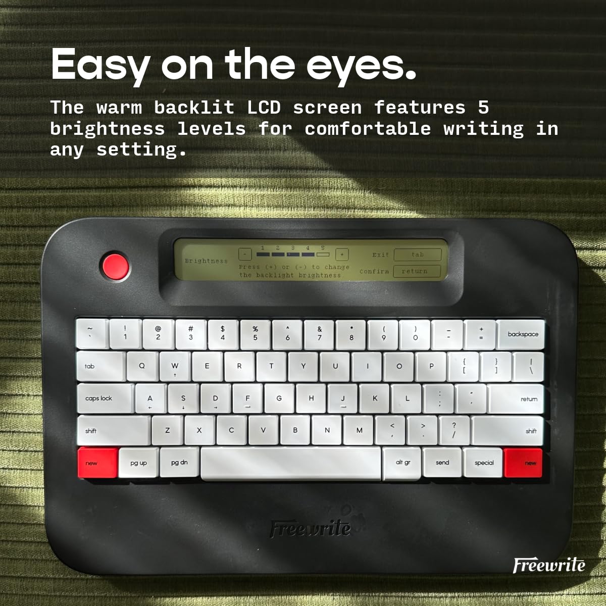 Freewrite Alpha | Distraction-Free Word Processor | Portable Digital Typewriter with Backlit LCD Display, Long Battery Life & Wi-Fi Backup for Writers | E-Typewriter w/Full-Size Mechanical Keyboard