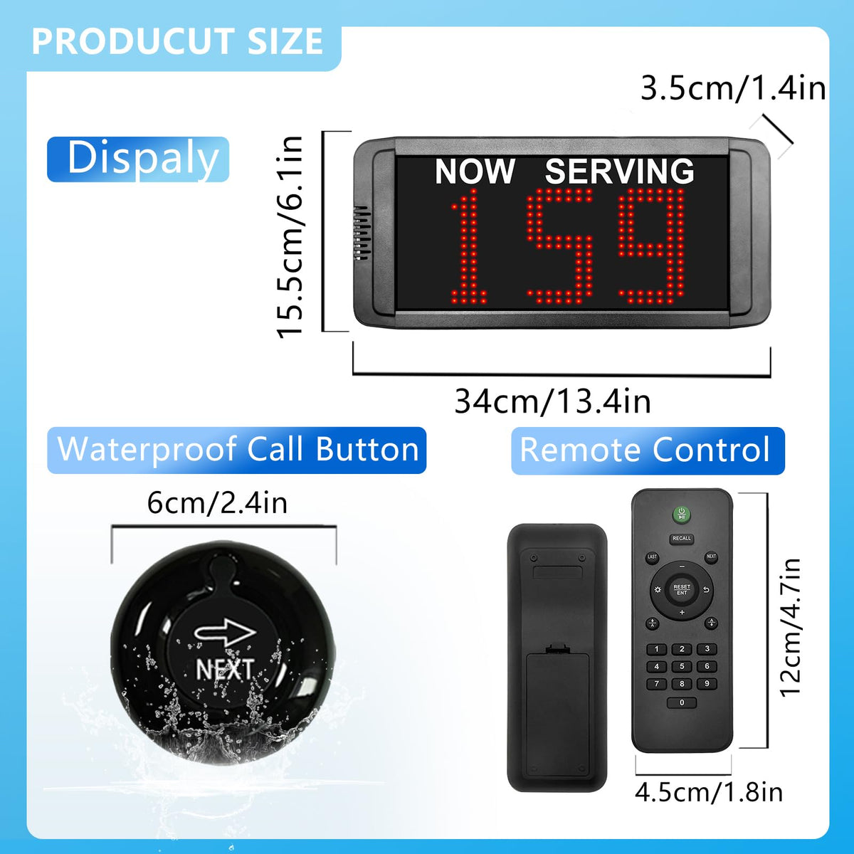 Now Serving Number System with 3 Next Call Buttons Ticket Dispenser