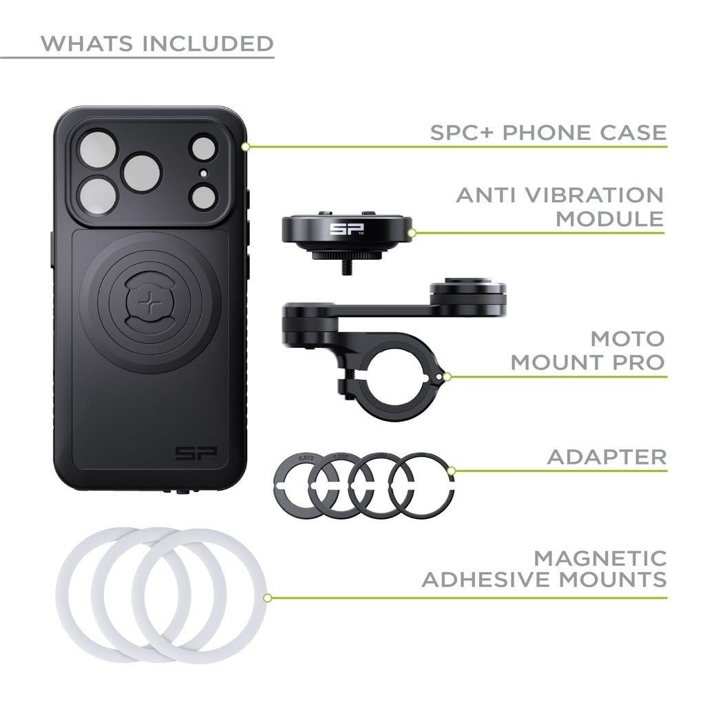 SP CONNECT Moto Bundle II AVM Xtreme | SPC+ |Compatible with iPhone 17 Pro/18 Pro | Phone Mount for Motorcycle | Motorcycle Phone Holder | Handlebars