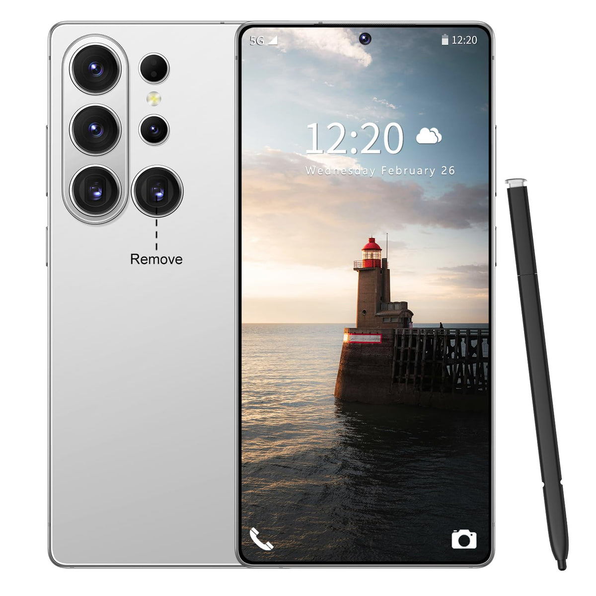 Huness S26 Ultra Unlocked Phone,Built in Pen The Phone,Cell Phone Battery 7000mAh 6.99" HD Screen,Android 15 16+512GB Smartphone,Dual SIM/5G/Face ID/Fingerprint Lock/GPS (Gold)