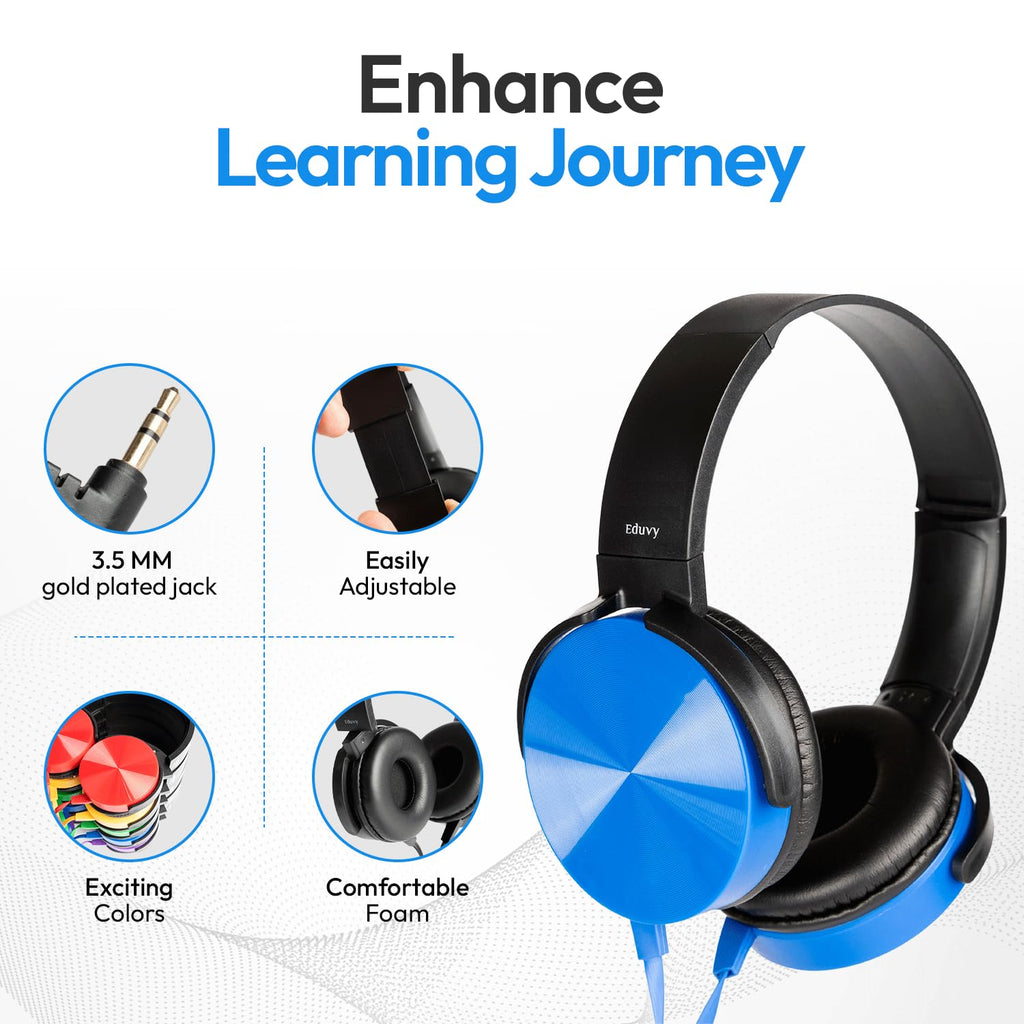 Classroom Headphones Bulk 24 Pack, Wired Assorted Student School Class Set