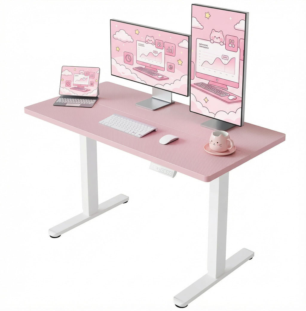 HUANUO 55x28 Inch Electric Standing Desk, Adjustable, Light Vintage Brown