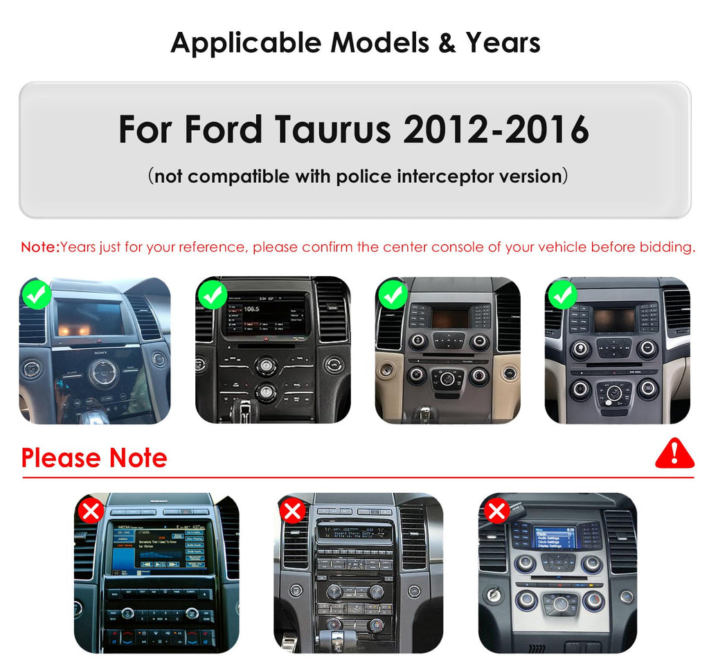 Android14 10.4 inch HD Touchscreen Car Radio Upgrade for Ford Taurus 2012-2016 Wireless Carplay | Android Auto 2G+64G WiFi GPS Navigation Bluetooth 5.0 FM,SWC,Car Tablet