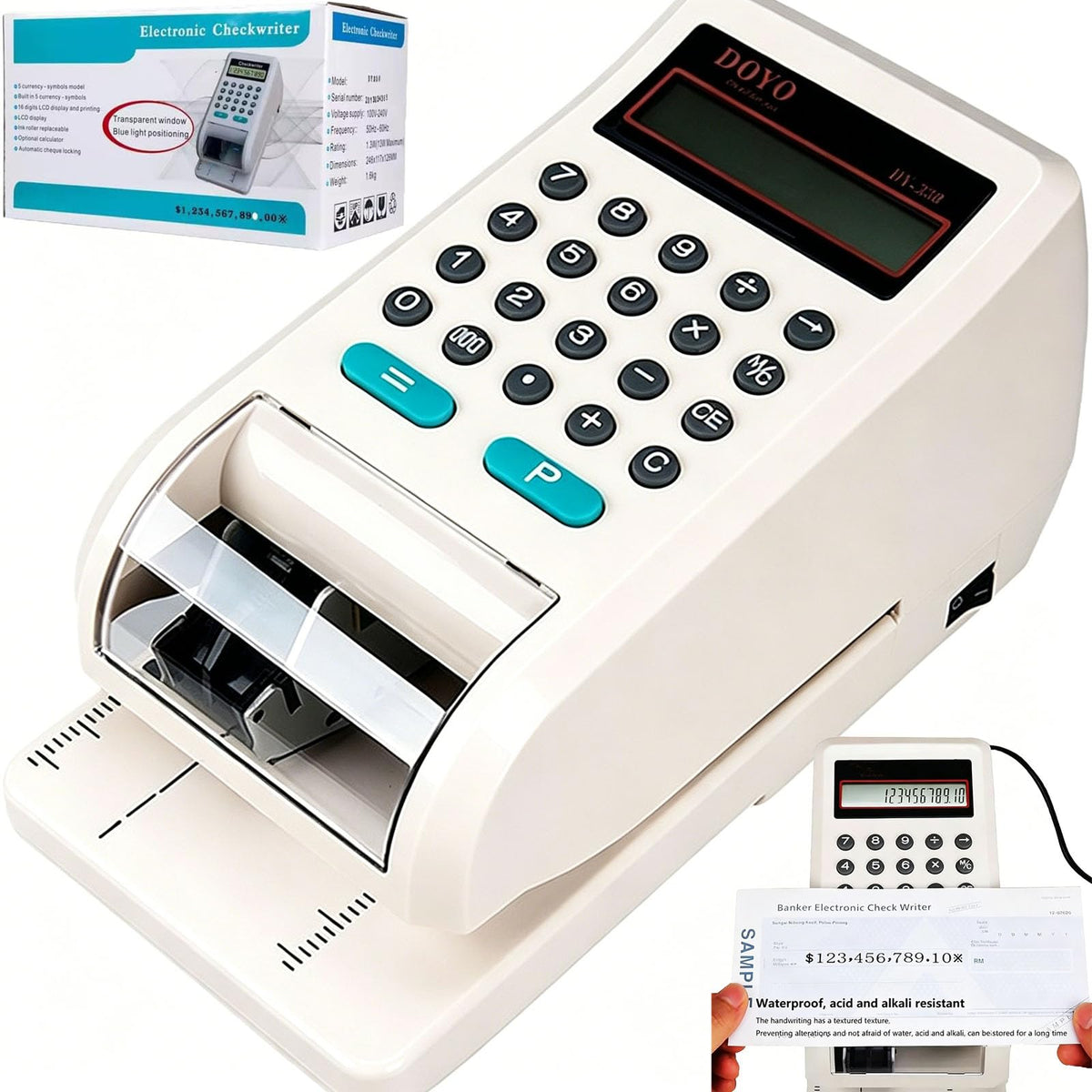 16 Digit Electronic Check Writer, Amount Only Anti Tamper Check Printer