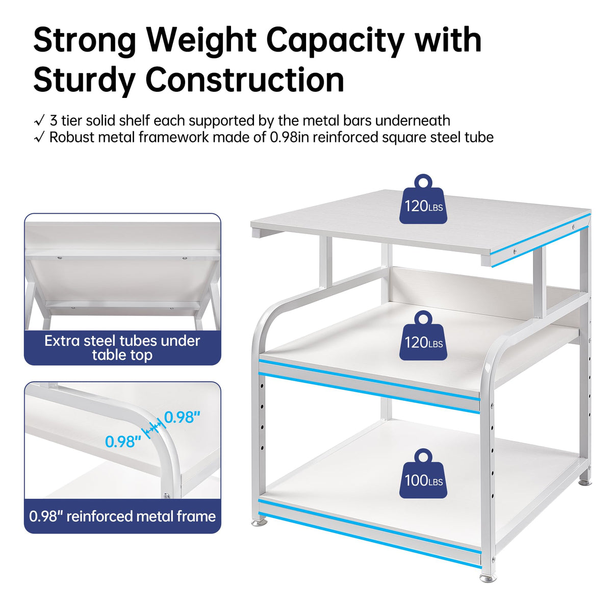 Fannova 25.6"x23.6"x30.9" Extra Large White Printer Stand with Storage