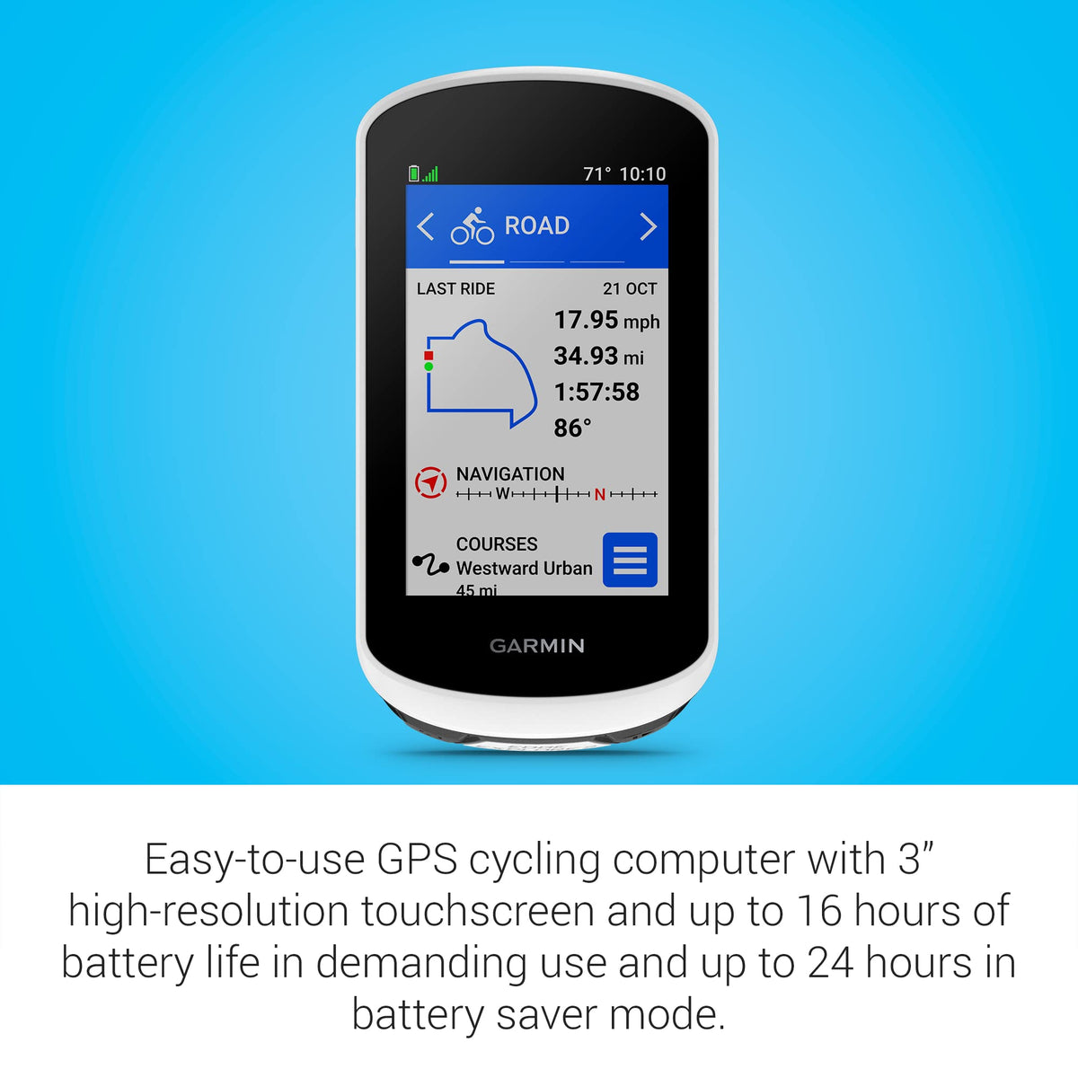 Garmin Edge® Explore 2, Easy-To-Use GPS Cycling Navigator, eBike Compatibility, Maps and Navigation, with Safety Features (Renewed)