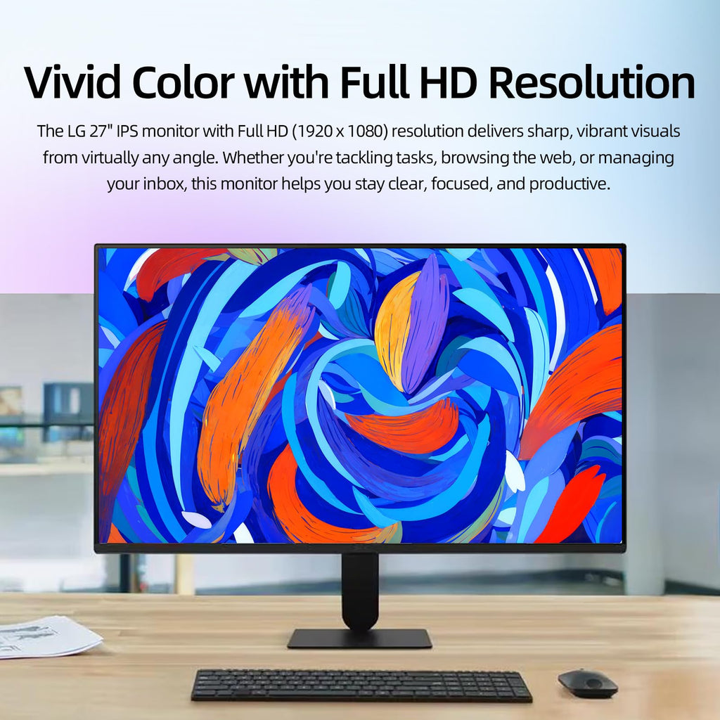 LG 27 Inch IPS Monitor, Full HD (1920 x 1080) Display, 120Hz, 1ms MBR, 99% sRGB, HDR10, WebOS, Tilt Adjustable, HDMI x 1, Borderless Display for Gaming and Office
