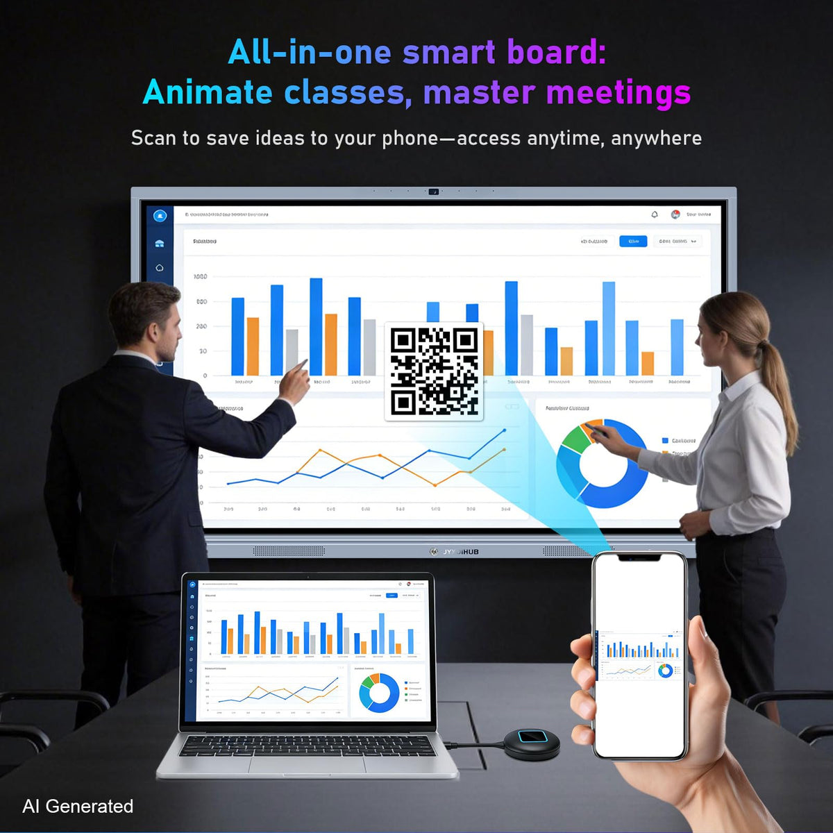 75‘’ Smart Board, 4K UHD Interactive Whiteboard for Office