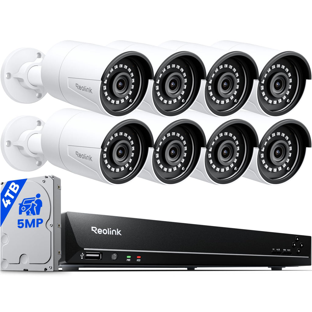 REOLINK 16CH 5MP Home Security Camera System with 4TB HDD RLK16-410B8-5MP