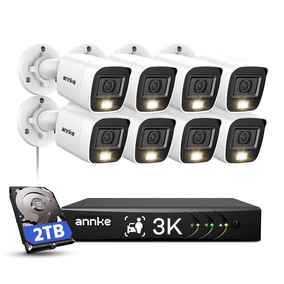 ANNKE 8CH 3K Wired Security Camera System with Smart Dual Light, 2TB HDD