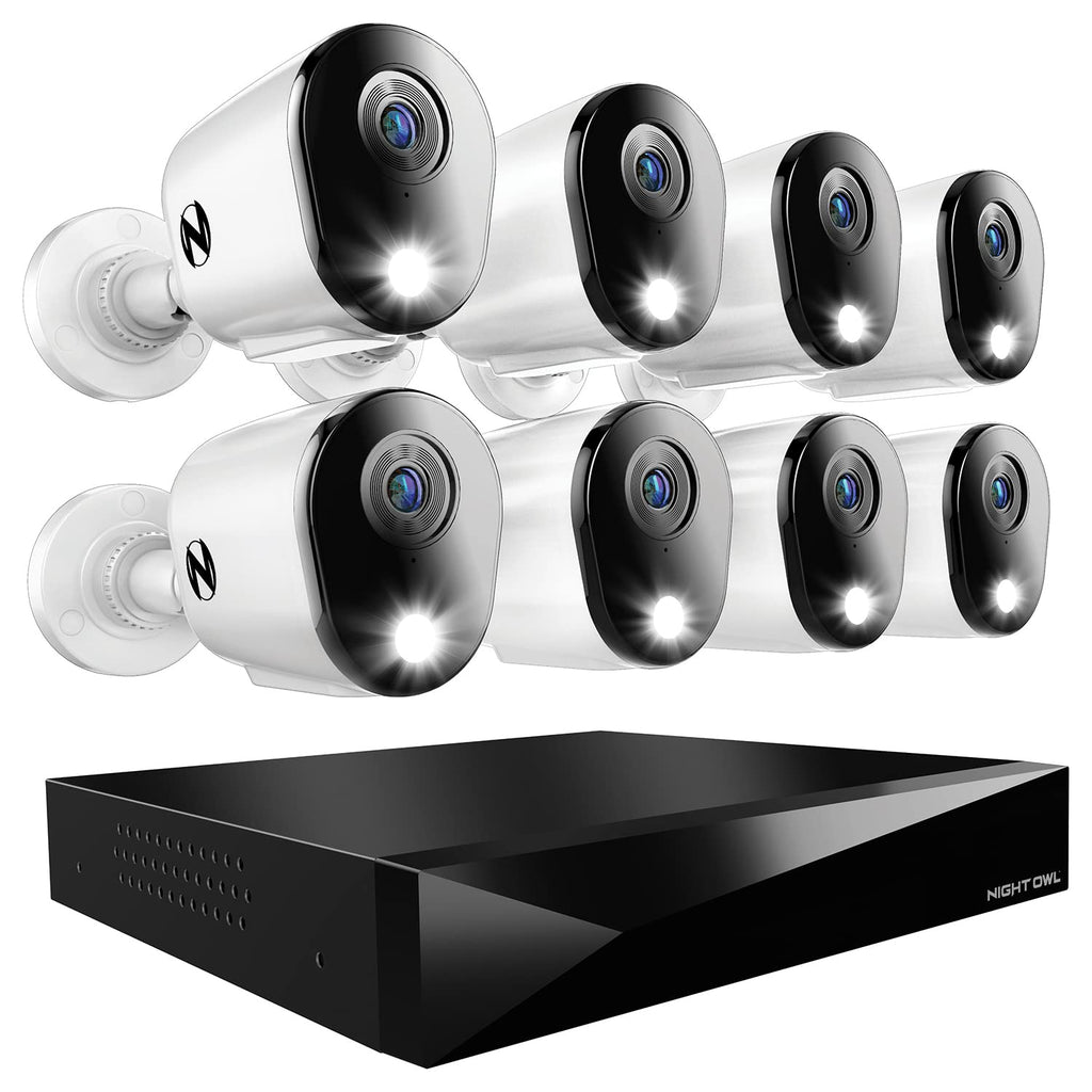 Night Owl 12-Ch Wired DVR System, 8 2K Cams, 1TB HDD, 2-Way Audio