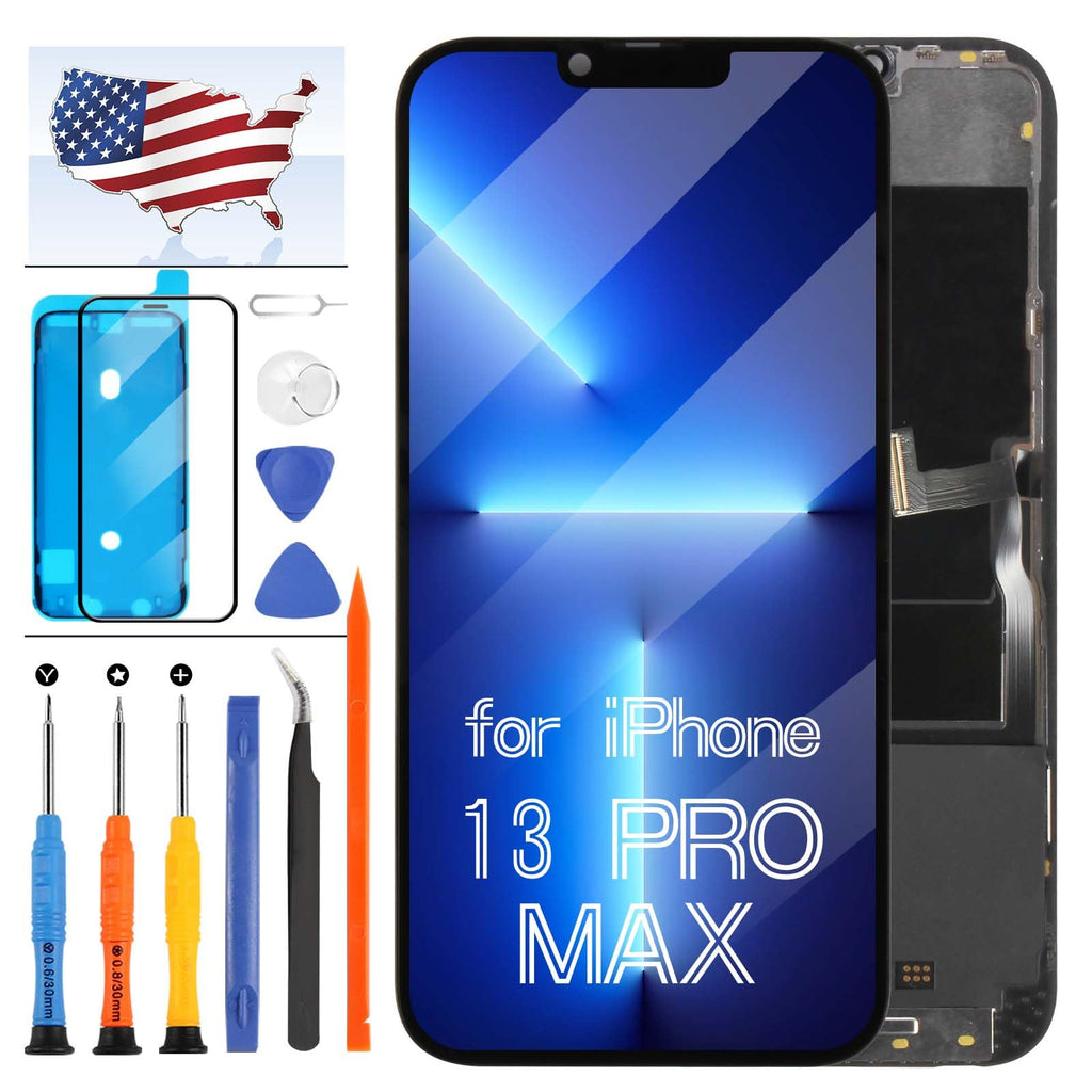 for iPhone 17 Pro Max Screen Replacement 6.9 inch OLED Full Display Assembly with Promotion 120Hz, OEM Grade Soft OLED, True Tone & Face ID Supported, DIY Repair Kit with Tools, Black