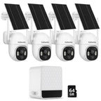 2.5K Solar Panel Security Cameras Wireless Outdoor, 4Camera System