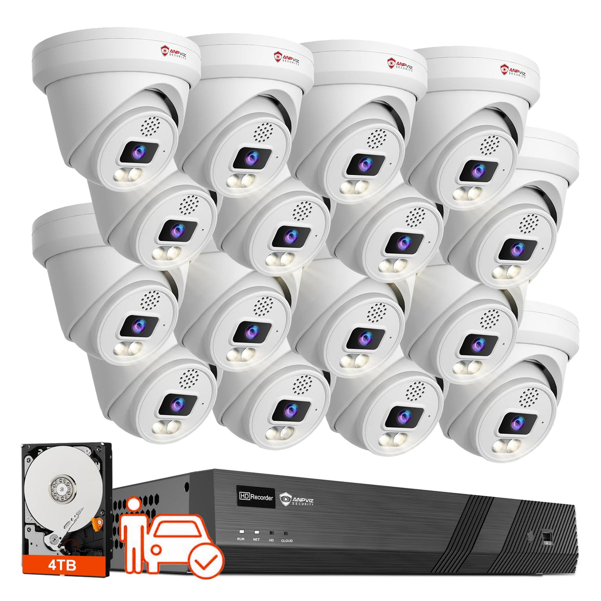 Two-Way Audio, Anpviz 16PCS 16 Channel PoE Security Camera System