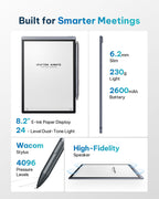 iflytek AINOTE Air 2, Ultraportable 8.2" E Ink Tablet with Black Folio Case