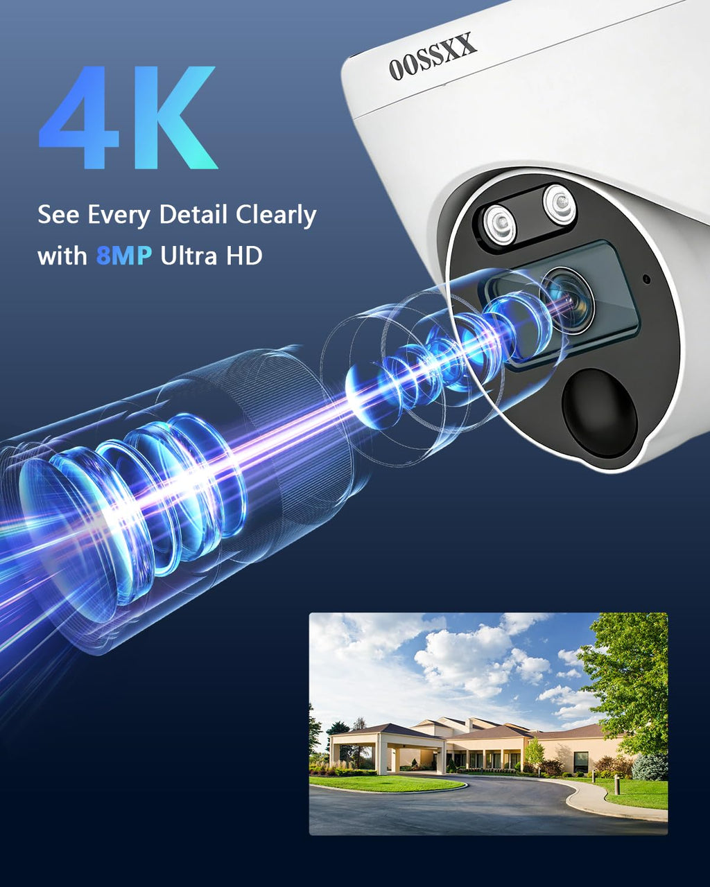 4K HD-Analog Outdoor Security Camera System Wired Dome Cameras 8Pcs 1TB HDD