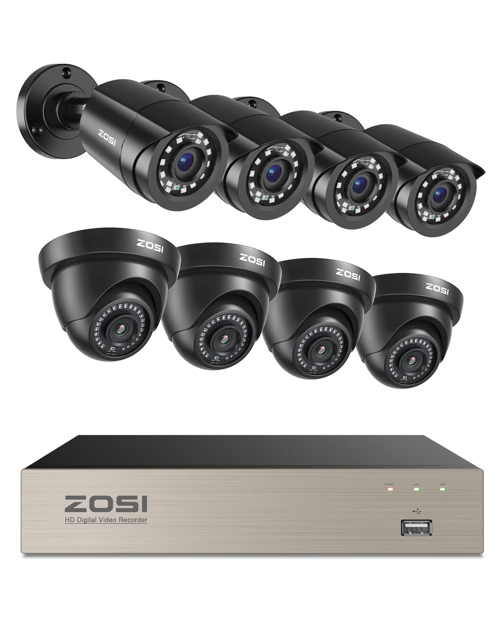 ZOSI 16CH Wired Security Camera System, 16X 1080P Surveillance Cam, 2TB HDD
