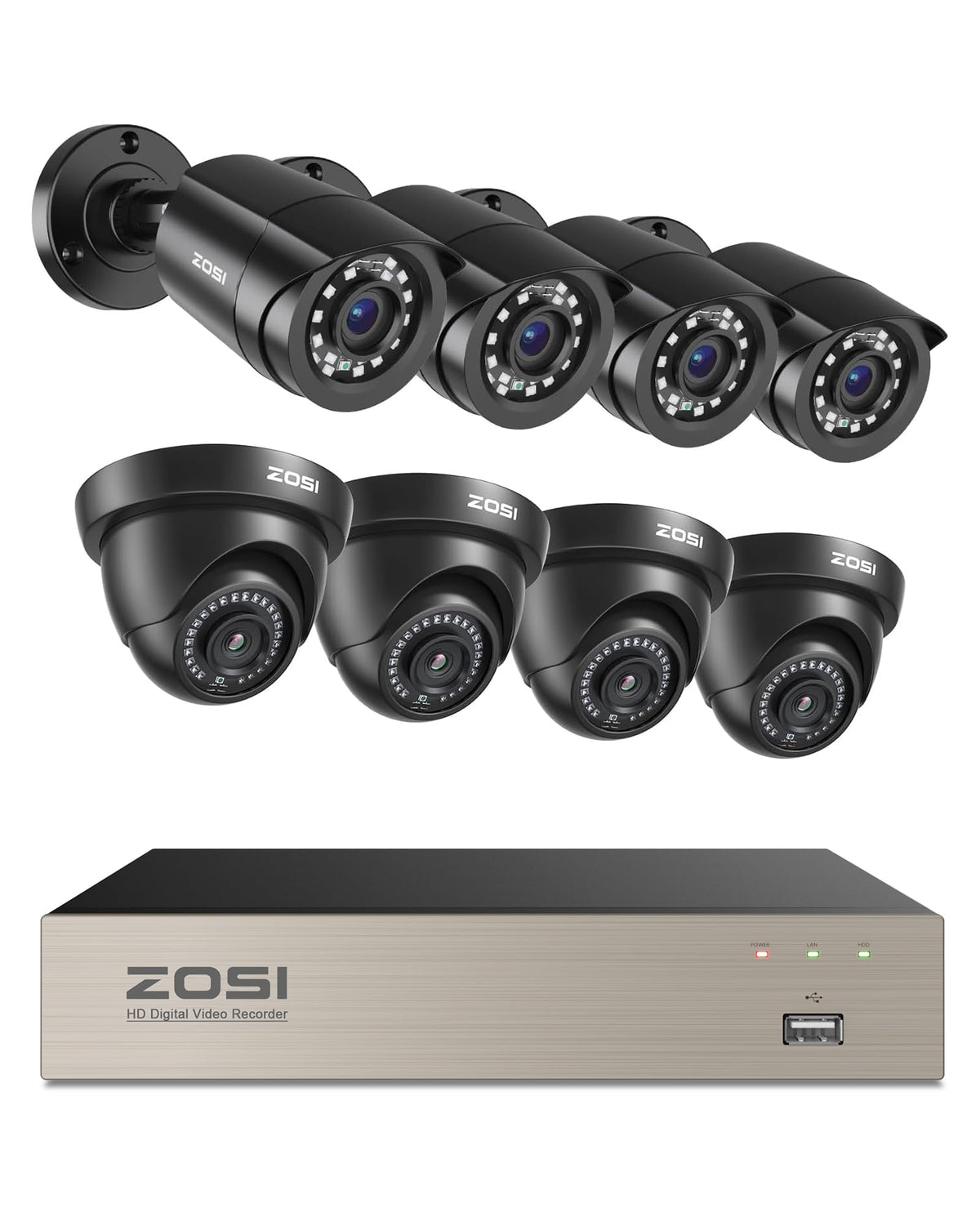 ZOSI 16CH Wired Security Camera System, 16X 1080P Surveillance Cam, 2TB HDD