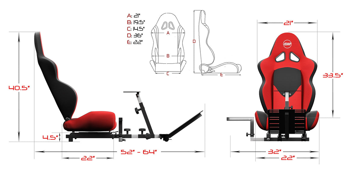 Advanced Racing Simulator Seat Driving Simulator Gaming Chair with Gear Shift Mount