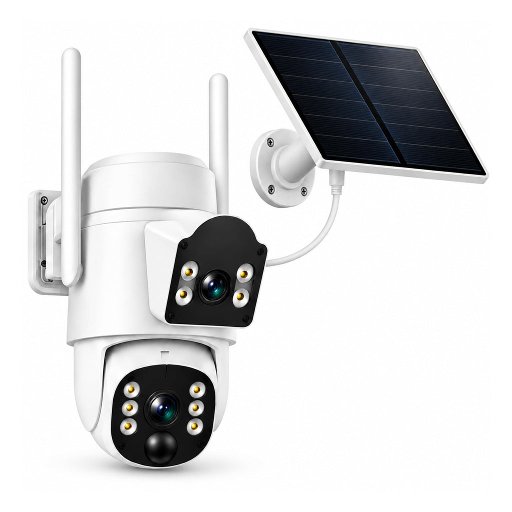 Camcamp Solar Security Cameras Wireless Outdoor,Dual-Lens Camera System