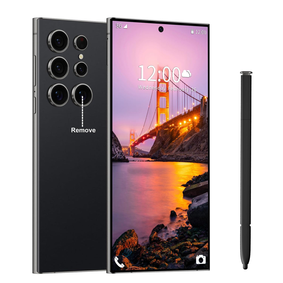 Huness I24 Ultra Unlocked Phone,Built in Pen The Phone,Smartphone Battery 6800mAh 6.8" HD Screen,Android 14 16+512GB with 128GB Memory Card Cell Phone,5G/Face ID/Fingerprint Lock/GPS (Cyan, 16+512)