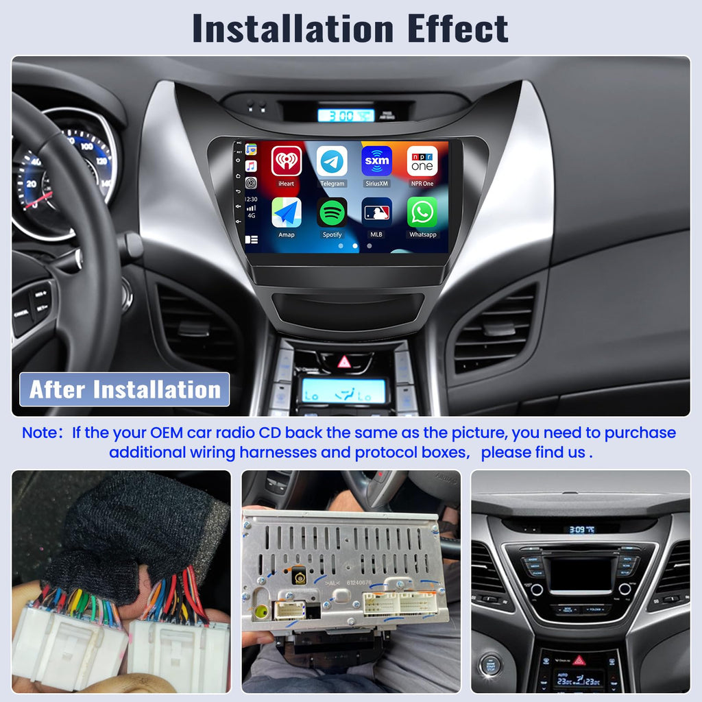 SIXWIN Android 13 6G+128G Car Stereo for Hyundai Elantra 2011 2012 2013 9 Inch Touch Screen Car Radio with CarPlay Android Auto Bluetooth Weather Forecast 59UI GPS Navigation WiFi Network Radio 32EQ