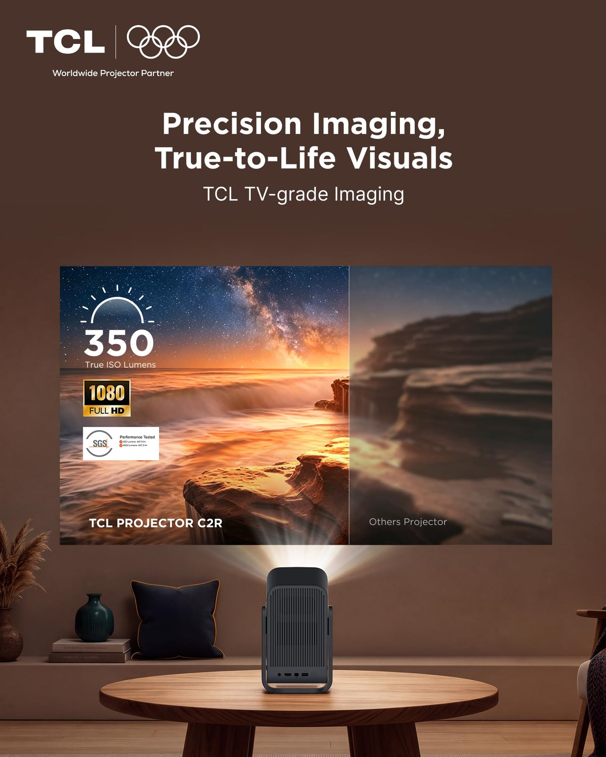 TCL C2R Smart Projector, TV-Grade 1080p Picture, Roku TV Built In