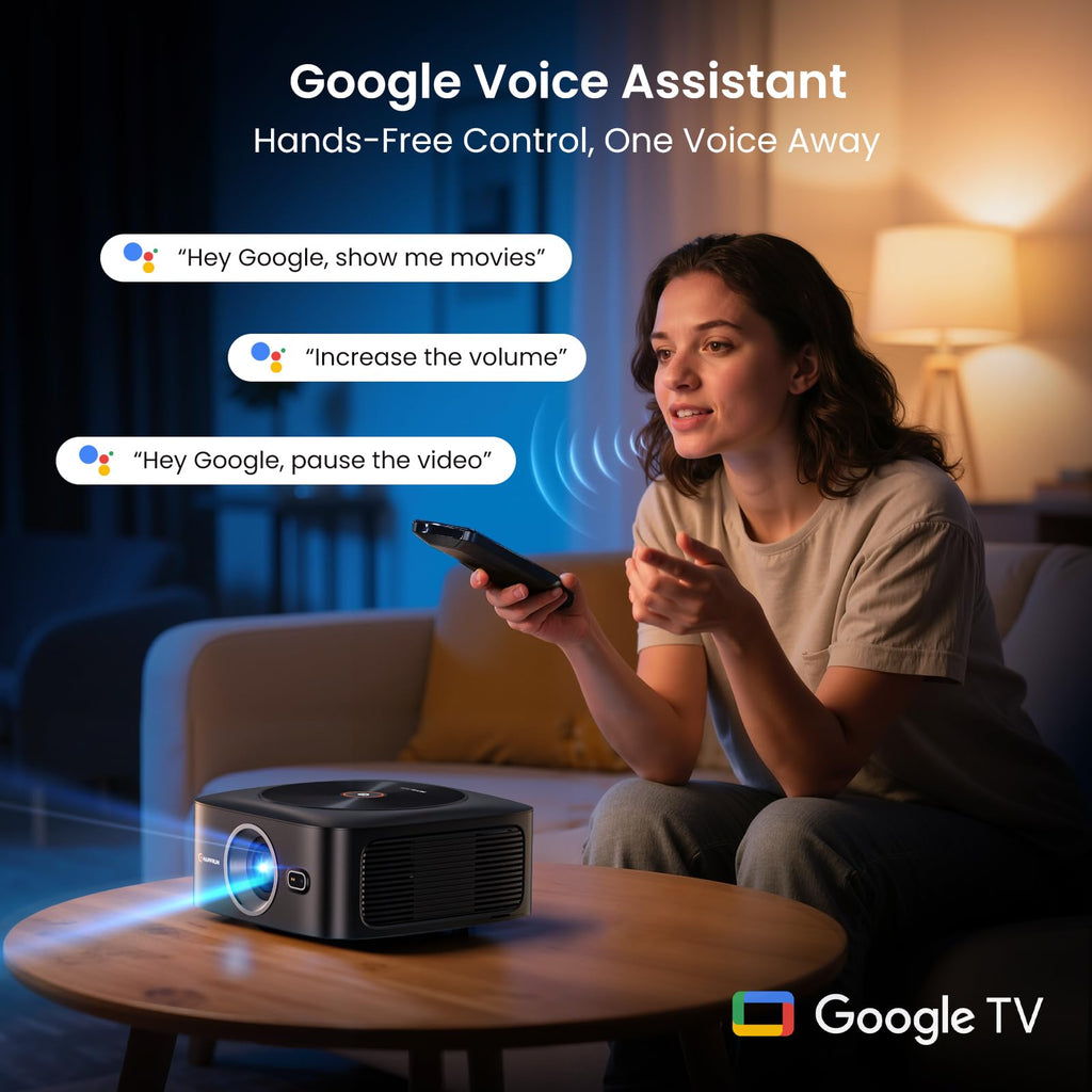 HAPPRUN 1500 ANSI Official Licensed Google TV Outdoor 4K Full HD Projector