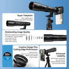 APEXEL 50x High-Definition Telephoto Lens for iPhone & Android – for Wildlife, Moon, Landscapes & Target Viewing – Includes Universal Phone Clip & Tripod