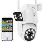 Expandable 10CH NVR Wireless Security System 10.1" Monitor, 4 Dual Lens PTZ 4MP Camera, Humanoid Motion Detection, Spotlight, Siren Alarm, 2-Way Audio, in/Outdoor, 1TB HDD, Color Night Vision