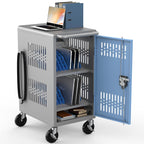 16-Device Laptops Charging Cabinet, Locking Charging Station for Chromebook iPads, Tablet Charging Storage Box for Classroom Library Office, Lock Laptop Charging Storage Cabinet, Black