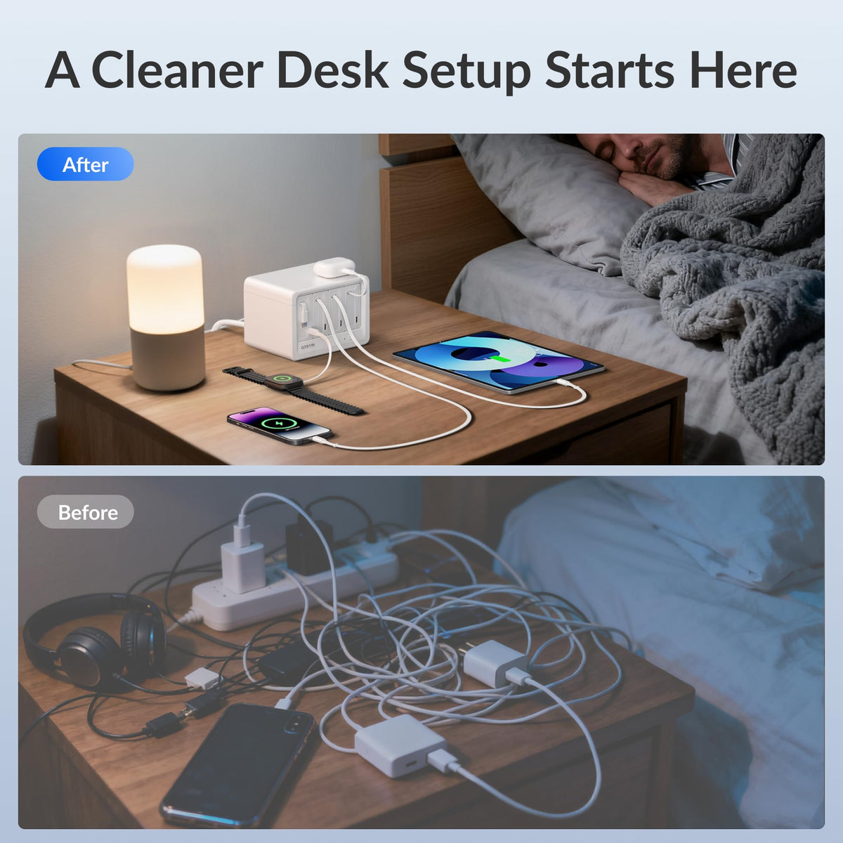 12-in-1 Desktop Charging Station, 260W USB Retractable GaN Charger