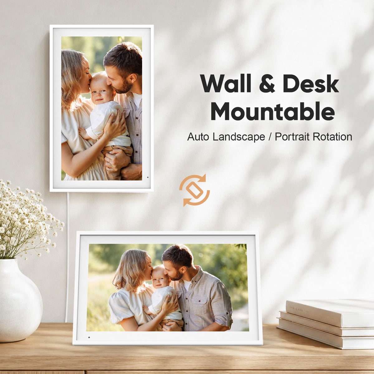 Digital Calendar 15.6" Smart Calendar&Chore Chart, 1080P Interactive Touchscreen Electronic Calendar for Family Schedules, 64GB Digital Picture Frame WiFi, Wall Mountable, AiMOR APP-White