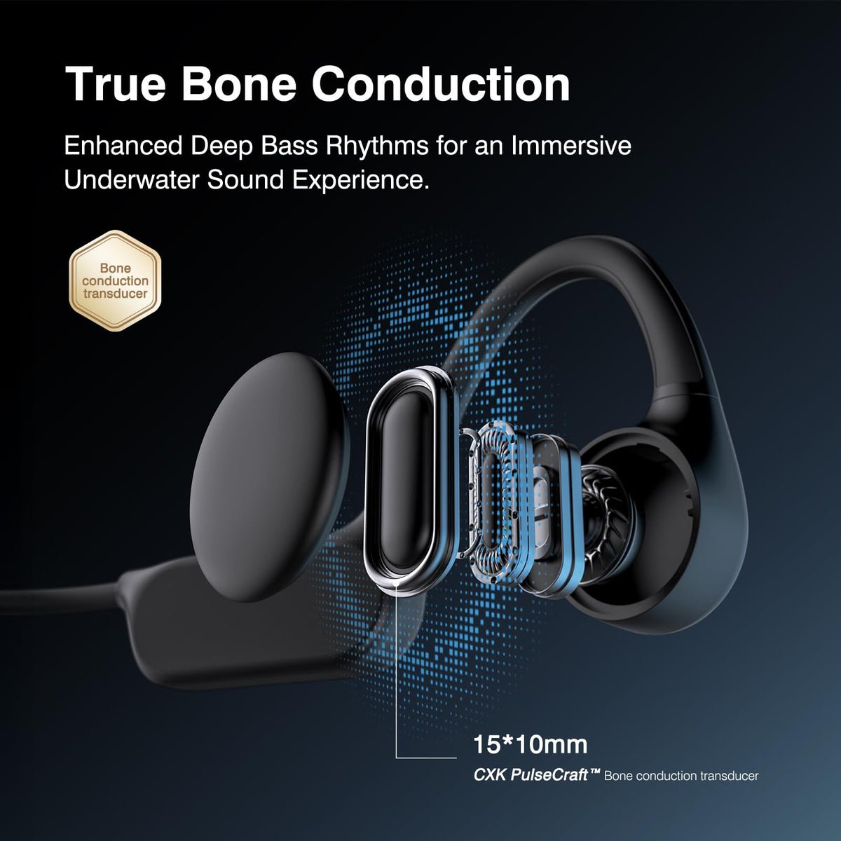 CXK Bone Conduction Headphones IPX8 Waterproof Bluetooth 6.0 Swim Headphone