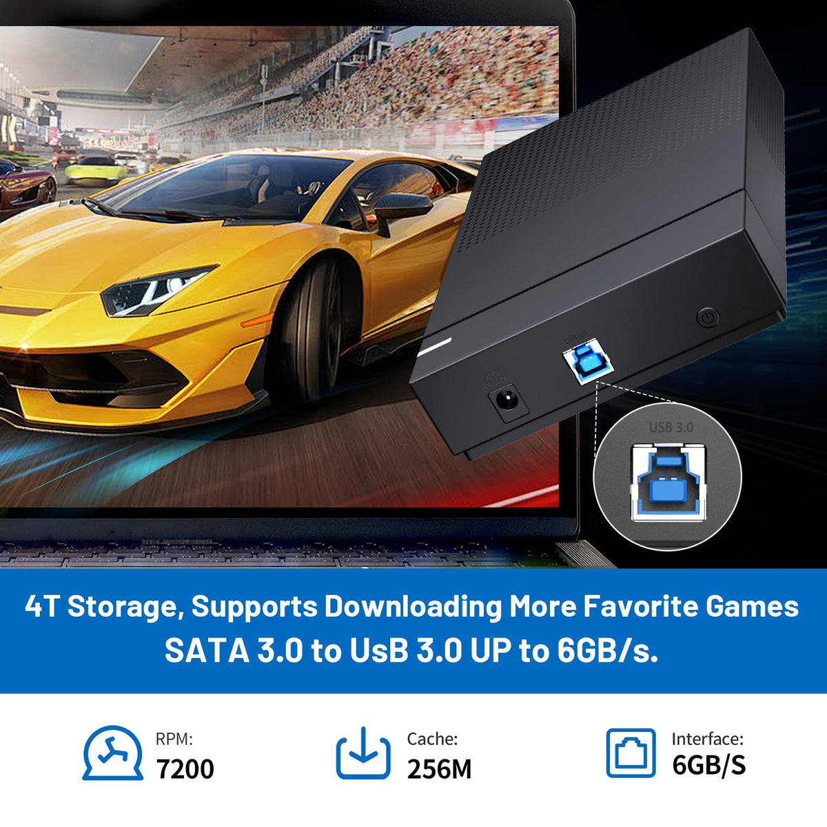 Kinhank 4tb Retro Game Hard Drive 6 Game System in 1 with 75000+ Games, Retro Game Consoles Compatible with 200+ Emulators, Portable Game Hard Drive Disk Compatible with Win 7/8/10/11