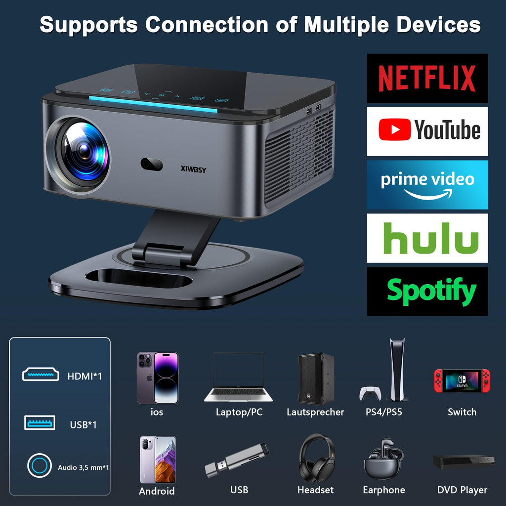 Google TV Smart Projector 4K, 2500 ANSI Projector With WiFi and Bluetooth