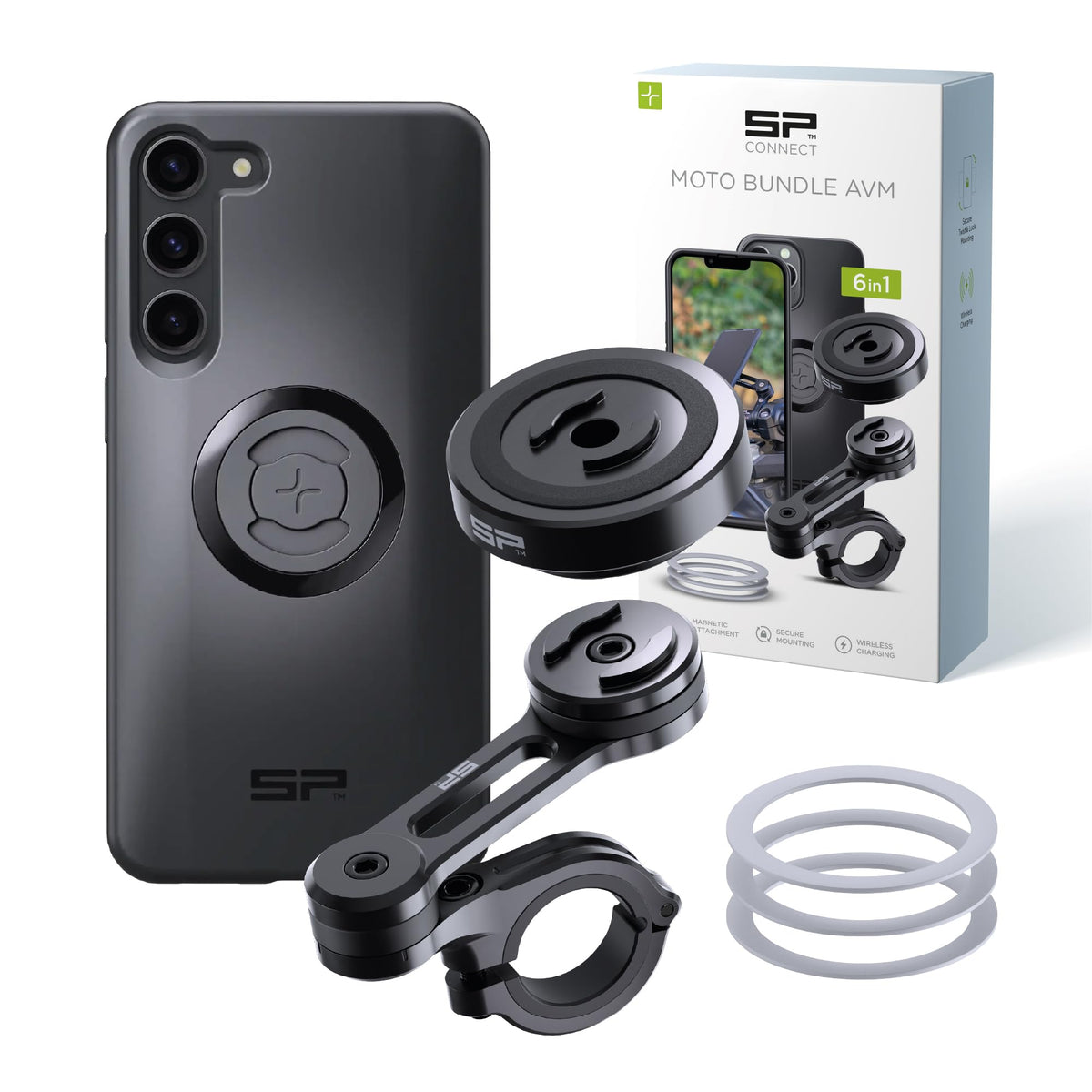 SP CONNECT Moto Bundle II with Anti Vibrations Module| SPC+ | Compatible with for Samsung S23 Ultra| Motorcycle Phone Mount |Phone Mount for Motorcycle Handlebars | Cell Phone Holder