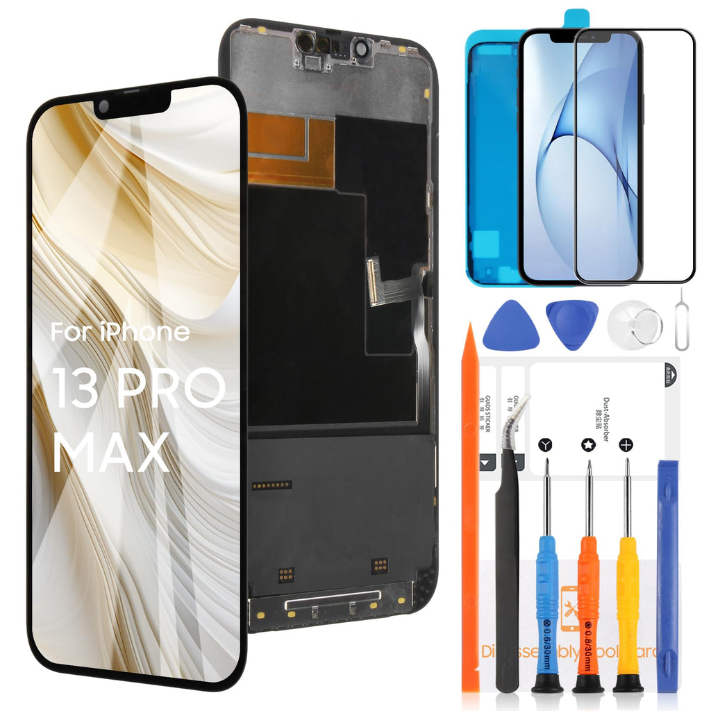 for iPhone 17 Pro Max Screen Replacement 6.9 inch OLED Full Display Assembly with Promotion 120Hz, OEM Grade Soft OLED, True Tone & Face ID Supported, DIY Repair Kit with Tools, Black