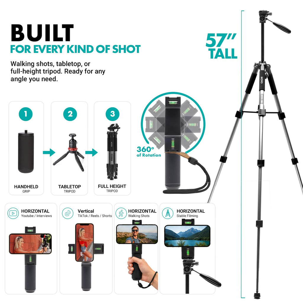 Movo iVlogger-PRO Vlogging Kit for iPhone with Mic, Light, and Tripod