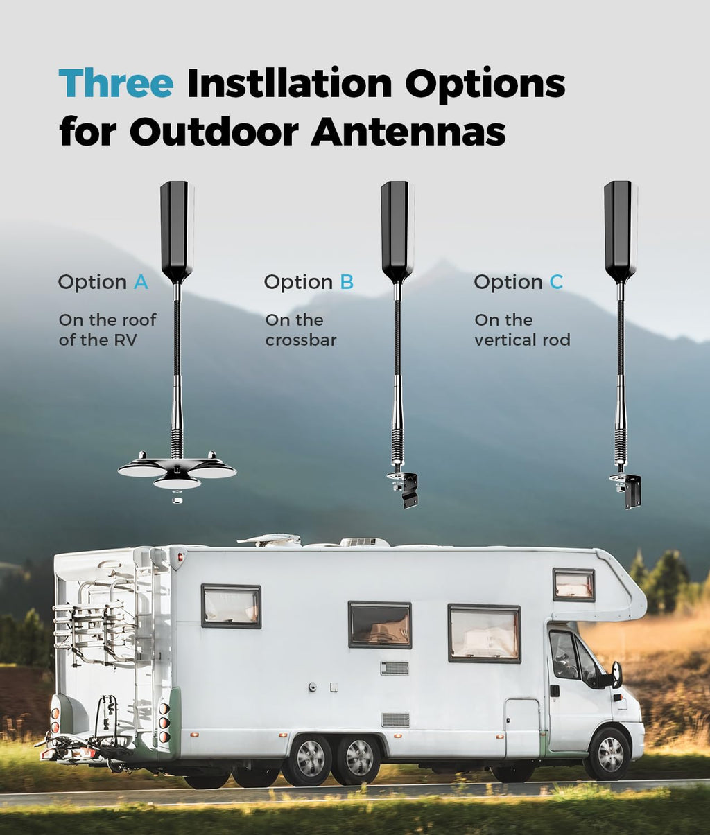 Cell Phone Booster for RV with LCD Display, Upgraded Omni Antenna FCC Approved