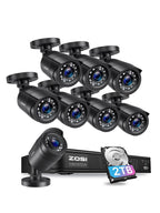 ZOSI 3K 5MP Lite Home Security Camera System with AI Human Vehicle Detection, H.265+ 8 Channel Surveillance DVR and 4 x 1080p Weatherproof CCTV Bullet Camera Outdoor Indoor, 80ft Night Vision, 1TB HDD