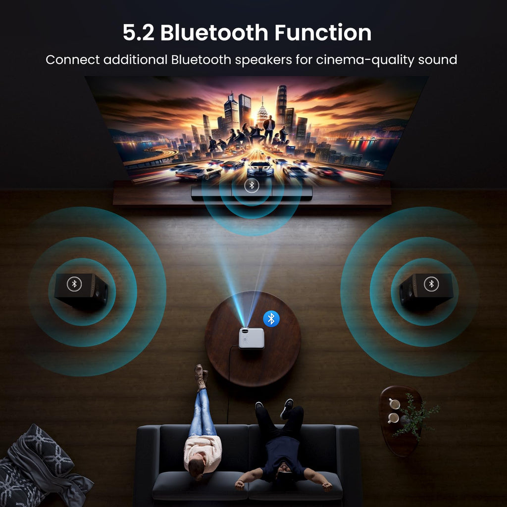 Official Licensed Google TV - HAPPRUN Native 1080P Bluetooth Projector